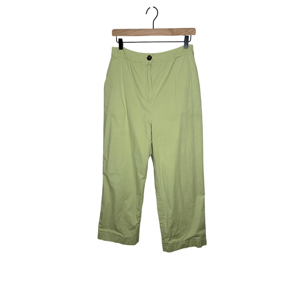 House of Harlow 1960 x Revolve Pants Womens L Green Cuffed Wide Leg High Waisted